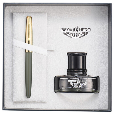 

Hero HERO 120 gold-plated grid cap 12K gold tip pen ink pen gold pen ink gift box beige