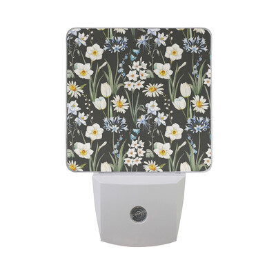 

ALAZA LED Night Light With Smart Dusk To Dawn SensorDaisy Floral Print Plant Plug In Night Light