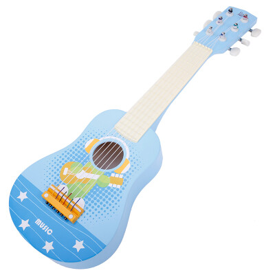 

Trojan wisdom children's guitar music training simulation can play puzzle wooden toys blue