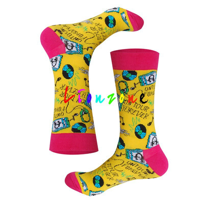 

LIONZONE 2018 New Arrived Happy Women Socks Music Bombs Fox Indians Leopard Design Patterns Unisex Cotton Socks Winter Warm