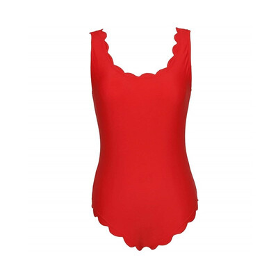 

Trend newRetro scalloped one-piece swimsuit filled backless swimsuit for women