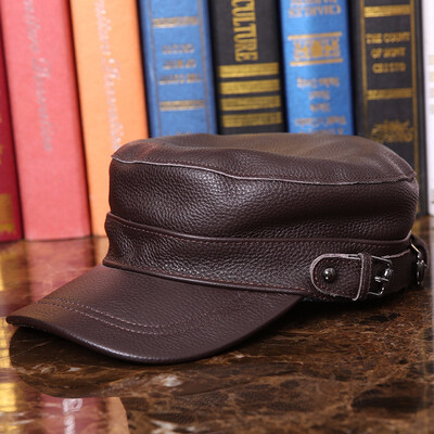 

Male Earmuffs Genuine Leather Flat Army Hats for Men Winter Ear Head Warm Chapeau Hombre Leisure Fishing Baseball Caps B-7282