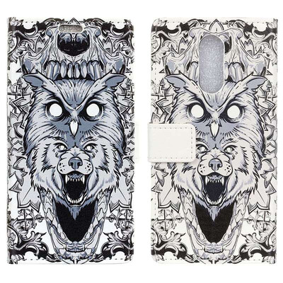 

MOONCASE LG Q Stylo 4 Painted Leather Case - White Wolf