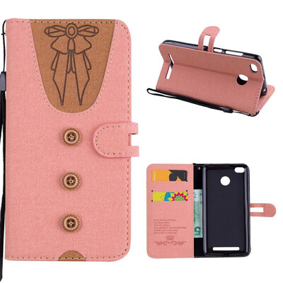 

MOONCASE Millet red rice 3S stitching embossed womens leather case - powder