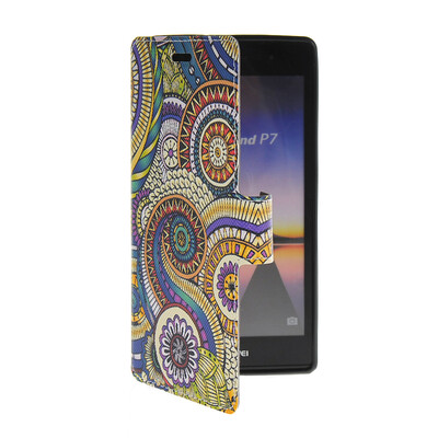

MOONCASE Cute Pattern Leather Side Flip Wallet Card Slot Pouch Stand Shell Back ЧЕХОЛ ДЛЯ Huawei Ascend P7