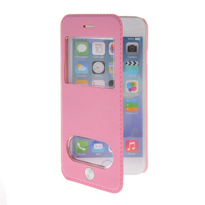 

MOONCASE View Window Leather Side Flip Pouch Stand Shell Back Case Cover for Apple iPhone 6 ( 4.7 inch ) Pink