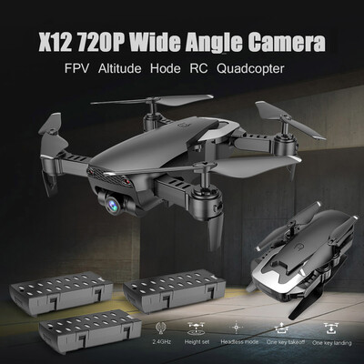 

Dongmingtuo X12 720P Wide Angle Camera WiFi FPV Drone Altitude Hold RC Quadcopter w Three Batteries