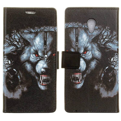 

MOONCASE Alcatel 1x Painted Leather Case - Black Wolf