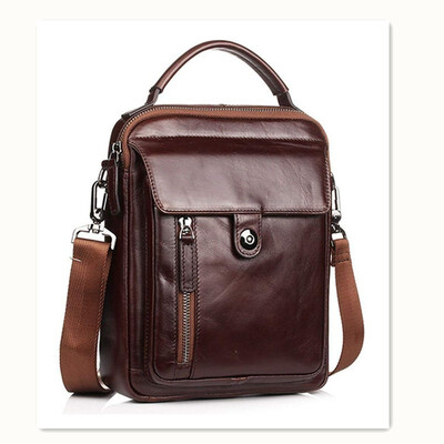 

Mens Shoulder Bags Top Layer Leather Wax Skin Business Tote 2018 fashion models
