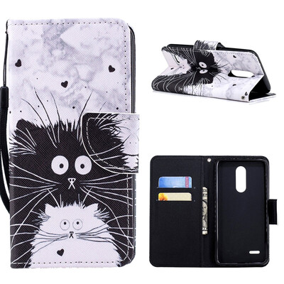 

MOONCASE Huawei P20 Lite painted leather case with small hand rope - black&white cat