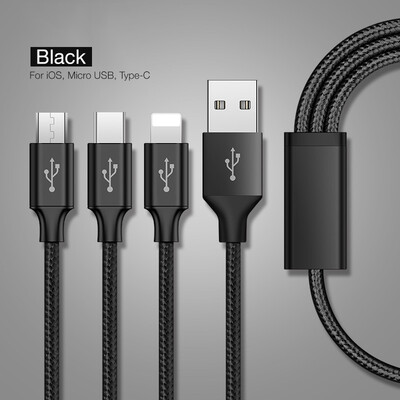 

3 in 1 USB Cable For Micro USB Charging Cable For iPhone Data Cable For TypeC Charger Cables for Huawei Samsung Xiaomi Huawei