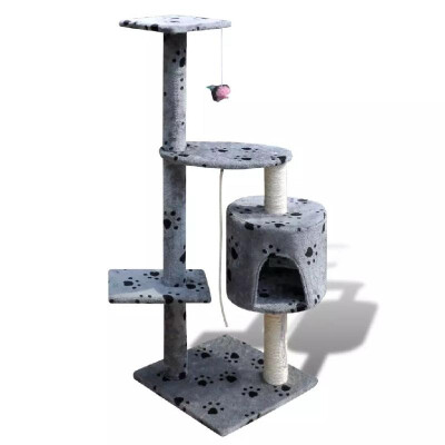 

Cat Tree Cat Scratching Post 114 cm 1 Condo Grey with Pawprints