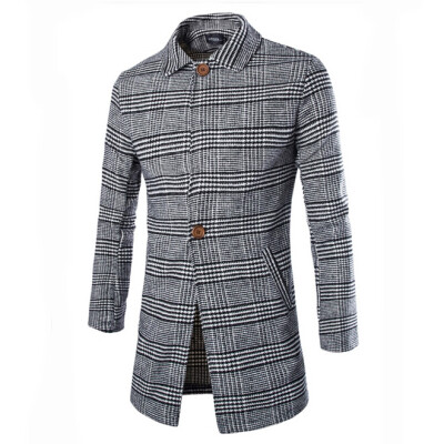 

Zogaa Grid Slim Single-breasted Men's Wool Coat