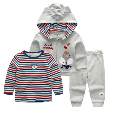 

Kiddiezoom 18-24M Clothing Sets Baby PantsT-shirtCoat Babywear Stripe Baby Girl Clothes Outwear Cotton Infant Baby Boy Clothes