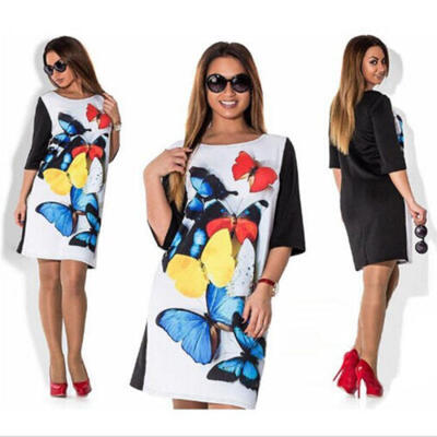 

Fashion Women Short Sleeve Loose Casual Tops Blouse T Shirt Short Slim Dress