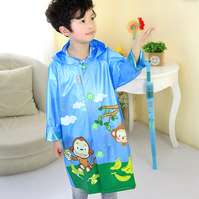 

Kendo children raincoat with book bag primary school students poncho children cartoon raincoat R1 blue monkey S code