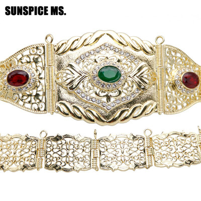 

SUNSPICE MS Bohemia Women Ethnic Wedding Body Jewelry Waist Chain Belt Waistband Gold Color Adjust Length Turkish Flower Bijoux