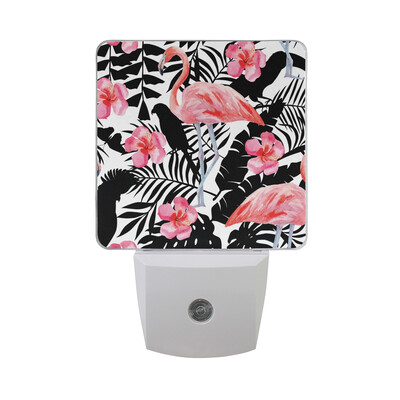 

ALAZA LED Night Light With Smart Dusk To Dawn SensorFlowers Andtoucan Tropical Pattern Plug In Night Light
