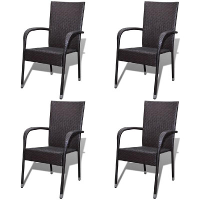 

Garden Dining Chairs 4 pcs Poly Rattan Brown