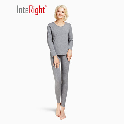 

INTERIGHT Qiuyi Qiuku Womens round neck stretch thermal underwear set black XL