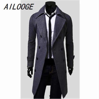 

Mens Trench Coat 2018 New Fashion Designer Men Long Coat Autumn Winter Double-breasted Windproof Slim Trench Coat Men Plus Size