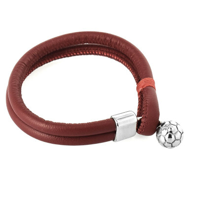 

Double Layer Genuine Leather Football Charm Bracelet