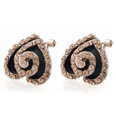 

Womens Mini Shine Rhinestone Exquisite Ear Studs Earring Cute European Hot BLACK PEACH HEART