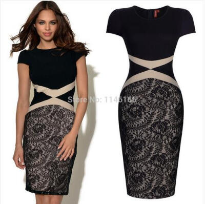 

Wholesale Womens Ladies Summer Vintage Celeb Black Contrast Lace Cocktail Party Bodycon Casual Work Dresses Size