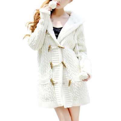 

CT&HF Women Winter Casual Cardigan Hooded Sweater Coat