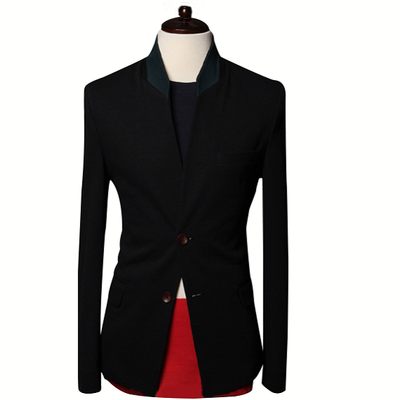 

Zogaa New Mens Suit Fashion Contrast Color Stand Collar