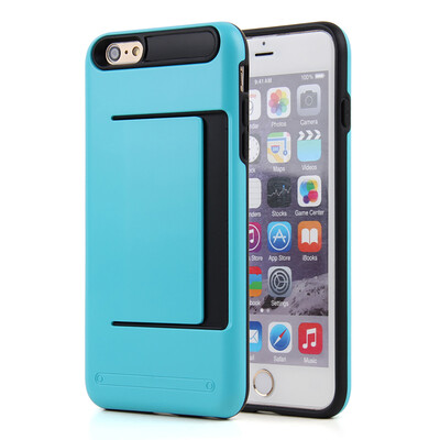 

Soft TPU And Hard PC Card Pocket Protective Smart Cover Case For Apple iPhone 6 6S Plus 4.7 5.5Inth Free 2 Screen Films