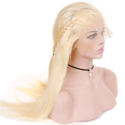 

HCDIVA Peruvian Full Lace Wigs With Baby Hair 613 Blonde Remy Hair Straight Color Hair 130 Desity 10-24" Inch Free Shipping