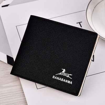 

Mens short zero wallet Korean cross pattern multi function wallet large capacity