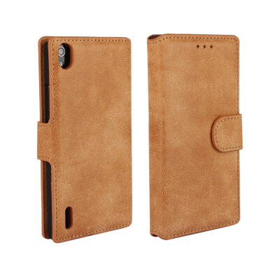 

MOONCASE Frosted Leather Flip Wallet Style Card Slot Bracket Stand Back Case Cover for Huawei Ascend P7