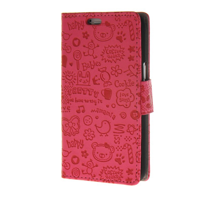 

MOONCASE Magic Girl lovely Flip Pouch Card Holster PU Leather Wallet Case Cover for Samsung Galaxy J1 Hot pink