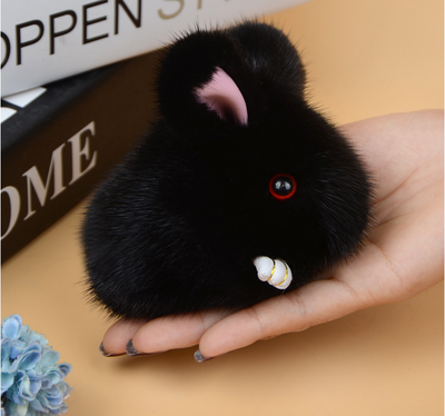 

Mink pendant fur rabbit Small jade rabbit fur pendant hangs dead rabbit book bag key pendant inside car pendant