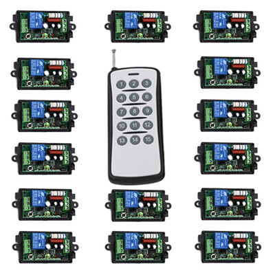 

MITI light switch wireless remote control 220v,15Ch RF on/off for light led for home automation 1 Transmitter And 15 Receiver