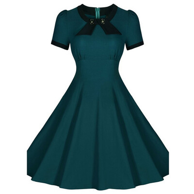 

Women'S Fashion Round Neck Was Thin Short-Sleeved Dress Big Swing