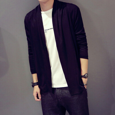 

Spring Collection 2016 Brand New Arrival Men's Cardigans Sweater Turn-Down Collar Solid Long-Sleeved Sweater Fashion Designed