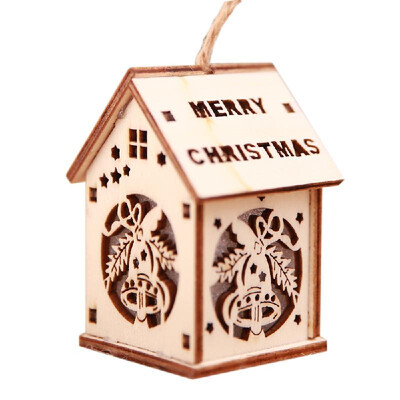 

Christmas Decorative LED Light Wooden House Luminous Cute Christmas Tree Hanging Ornaments Xmas Festival Holiday Decorations Gifts