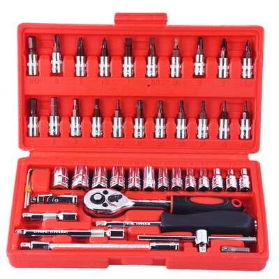 

Tuo Lipu 14 ratchet socket bit wrench 46 piece set multi-function auto maintenance machine repair vehicle tool set tool box 4-14mm TU5246