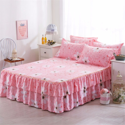 

150x200cm Floral Fitted Sheet Cover Graceful Bedspread Lace Fitted Sheet Bedroom Bed Cover Skirt Wedding Housewarming Gift