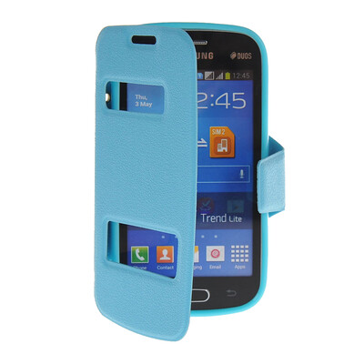 

MOONCASE View Window Leather Side Flip Pouch Stand Shell Back ЧЕХОЛ ДЛЯ Samsung Galaxy Trend Lite S7390 / S7392 Blue