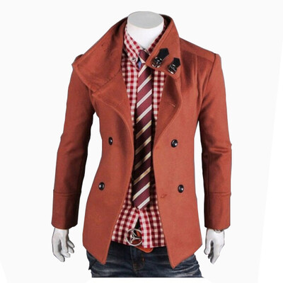 

Zogaa New Mens Wool Coat Spring Short Double-breasted