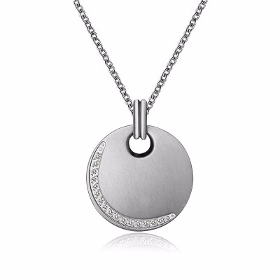 

Shining Crystal Inlay Round Shape Stainless Steel Pendant Necklace