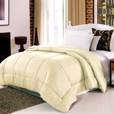 

Shipping from US230 230 CM Queen Size Solid Color Winter Polyester Fiber Alternative Comforter Bedclothes Coffeegreenbeigec