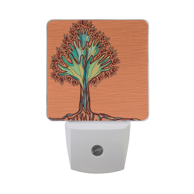 

ALAZA LED Night Light With Smart Dusk To Dawn SensorGreen Tree Hands Plug In Night Light