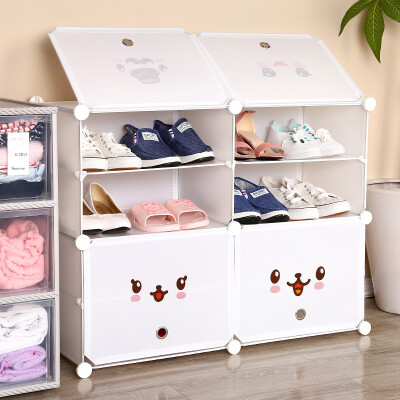 

Yun no end simple Shoe cabinet simple modern adult shoe rack creative assembly dustproof storage cabinet 4 door 8 grid shoe cabinet