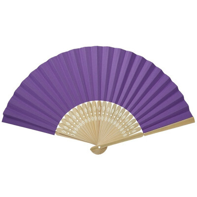 

UpperX 5Pcs Folding Bamboo Ribs Fan DIY Blank Paper Fan Bridal Church Wedding Gift Party Home Office Decor Color Deep purple