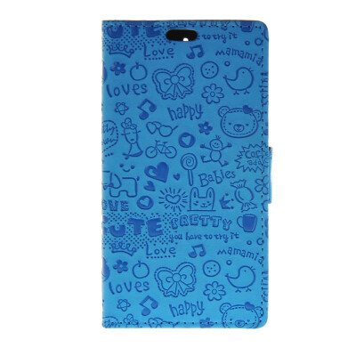 

MOONCASE Cute Little Witch Leather Side Flip Wallet Card Holder Stand Pouch ЧЕХОЛ ДЛЯ Huawei Ascend Y625 Blue